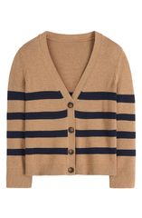 ボーデン レディース アウター パーカー・スウェット コットン カーディガン Boden Lucy Relaxed Cotton Cardigan CAMELANGE STRIPE キャメル