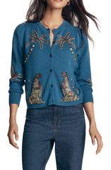ボーデン レディース アウター パーカー・スウェット カーディガン Boden Ria Embellished Cardigan BLUE PALM ブルー