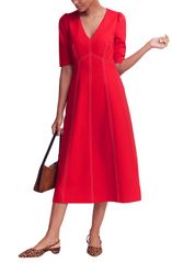 ボーデン レディース トップス ワンピース ミディ Boden Puff Sleeve Ponte Midi Dress MERIDA RED レッド