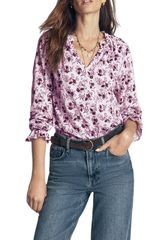 ボーデン レディース トップス シャツ フリル Boden Pia Ruffle Detail Top LIGHT LILAC ENCHANTED SPRIGS ライラック