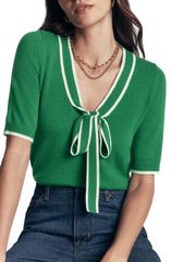ボーデン レディース トップス シャツ ニット Boden Bow Necknitted TShirt FRESH GREEN グリーン
