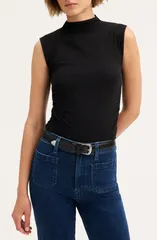 メイドウェル レディース トップス シャツ モックネック ギャザー ノースリーブ Madewell Ruched Mock Neck Sleeveless Top DARK CHICORY