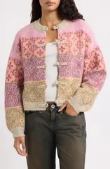 アーバンアウトフィッターズ レディース アウター カーディガン BDG Urban Outfitters Knot Fastening Cardigan PINK PATTERN ピンク