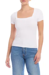 フィフティーントゥエンティ レディース トップス シャツ FIFTEEN TWENTY Mindy Square Neck Rib Top WHITE ホワイト