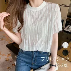 Tシャツ レディース 半袖 プルオーバー トップス タックTシャツ フリル 通勤 オフィスカジュアル シアートップス シアーTシャツ 黒 白 ラウンドネック 夏服 タック 薄手 体型カバー 透け感 涼しい 30代 40代 50代