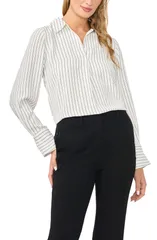 ハロゲン レディース トップス シャツ Vネック プチ Halogen VNeck Colla red Shirt Petite NEW IVORY アイボリー