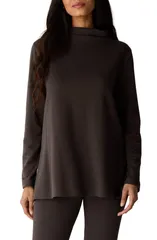 エイリーンフィッシャー レディース アウター パーカー・スウェット スタンドネック プチ Eileen Fisher Funnel Neck Long Sleeve Top Petite Regula