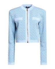 バルマン レディース アウター カーディガン ファスナー付きニット BALMAIN Sky Blue ブルー