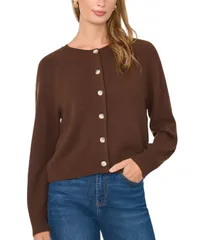 ヴィンスカムート レディース アウター ニット・セーター カーディガン Vince Camuto Womens ButtonFront Raglan Cardigan Sweet Brown ブラウン