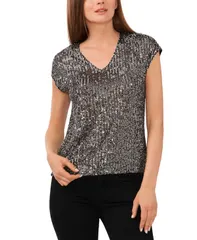 ヴィンスカムート レディース トップス シャツ Vネック スパンコール ブラウス Vince Camuto Womensequinedolman Sleeve VNeck Blouse Charcoa