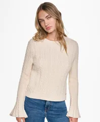 ダナキャランニューヨーク レディース アウター パーカー・スウェット フリル セーター ニット DKNY Jeans Womens CableKnit RuffledCuff Pullover Swe