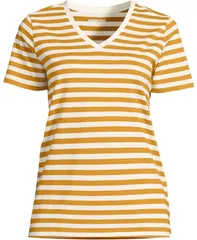 ランズエンド レディース トップス Tシャツ Vネック コットン Lands End Womensupima Cotton Vneck TShirt Vintage amber even stripe