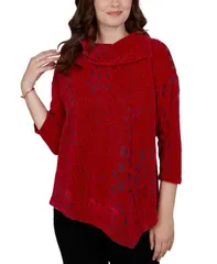 ルビーアールディー レディース トップス シャツ プチ プリント ブラウス Ruby Rd Petite AnimalPrint CowlNeck 34Sleeve Blouse Ruby ルビー
