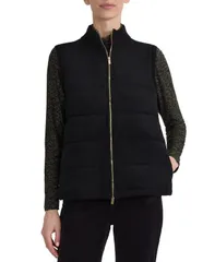 ジョーンズニューヨーク レディース トップス ベスト プチ キルティング スエード Jones New York Petite Quilted Puffer Suede Vest Black ブラック