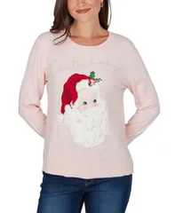 ルビーアールディー レディース アウター パーカー・スウェット プチ セーター 長袖 Ruby Rd Petite Santa Pullover Holiday LongSleeve Sweater