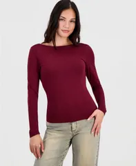 バースリー レディース トップス シャツ ドレープ 長袖 Bar III Womens DrapedBack LongSleeve Top Macys Exclusive Ruby Wine ワイン