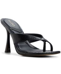 アルド レディース シューズ サンダル ヒール ALDO Womens Haayssie Flare Heel Thong Dressandals Black Embossed Snake ブラック