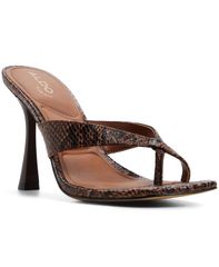 アルド レディース シューズ サンダル ヒール ALDO Womens Haayssie Flare Heel Thong Dressandals Brown Embossed Snake ブラウン