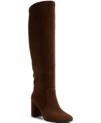 アルド レディース シューズ ブーツ・レインブーツ ALDO Womenseline KneeHigh Almond Toe Boots Dark Brown Suede ブラウン
