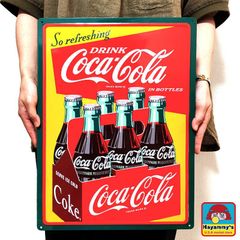 コカコーラ ブリキ看板 エンボスメタルサイン アンティーク COCA COLA ロゴ ヴィンテージ 레트로 壁飾り アメリカン 雑貨 インテリア おしゃれ プレート レッド 店舗 ディスプレイ バー カフェ ダイナー お店