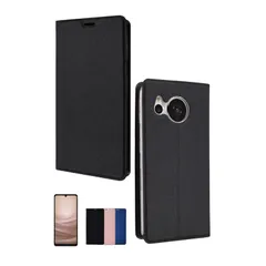 【新品】 シズカウィル AQUOS sense7 ケース カバー 手帳型 SH-53C SHG10 スリム ブラック 1個入り