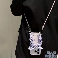 ホログラム水玉柄 iPhoneケース 2重構造 斜めがけストラップ付き 全包み耐衝撃 保護ケース ソフトケース iPhone18 Pro Max/iPhone18 Pro/iPhone17 Pro/iPhone17/iPhone16/iPhone15