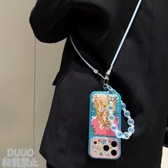カラフル美少女 iPhoneケース 斜めがけストラップ付き 全包み耐衝撃 保護ケース ソフトケース iPhone18 Pro Max/iPhone18 Pro/iPhone17Pro/iPhone17/iPhone16Pro/iPhone16/iPhone15