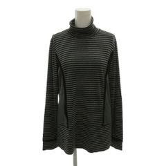 バルマン BALMAIN カットソー ボーダー柄 タートルネック 長袖 9 グレー 黒 ブラック /NL