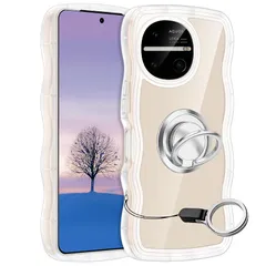 【新品】 AQUOS R11 ケース クリア ウェーブ リング付き SH-51G SH-M35 TPU波状のバンパー 透明 スマホケース かわいい うねうね アクオス アール11 ウェーブ デザイン 可愛い 韓国 女性用 薄型 人気 おしゃれ 耐衝撃 ストラッ