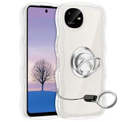 【新品】 AQUOS wish6 ケース クリア ウェーブ リング付き TPU波状のバンパー 透明 スマホケース かわいい うねうね アクオス ウィッシュ6 ウェーブ デザイン 可愛い 韓国 女性用 薄型 人気 おしゃれ 耐衝撃 ストラップホール付き(クリア)