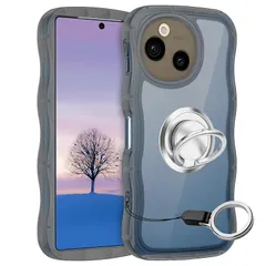 【新品】 AQUOS sense10 sense9 ケース ブラック ウェーブ リング付き SH-53F SH-M33 SH-53E SHG14 SH-M29 TPU波状のバンパー 透明 スマホケース かわいい うねうね アクオス センス9 10 ウェーブ デ