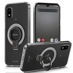 【新品】 対応 Aquos Wish3 ケース SH-53D A302SH 透明 リング付き シリコン ウィッシュ3 スマホケース(クリア)
