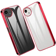 【新品】 AQUOS wish5 ケース SH-52F カバー クリア スマホケース 透明 薄型 耐衝撃 メッキ加工 TPU ストラップホール付き アクオス wish5 カバー レッド