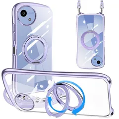 【新品】 Yidahe AQUOS wish4 用 ケース ショルダー ストラップ アクオスwish4 SH-52E リング 韓国(スターリバーシルバー)