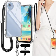 【新品】 【WenziLior】 AQUOS wish5 用 クリアケース ストラップ付き TPUケース プレート2枚付属 ショルダー対応