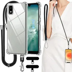 【新品】 【WenziLior】 AQUOS wish / wish2 用 クリアケース ストラップ付き TPUケース プレート2枚付属 ショルダー対応