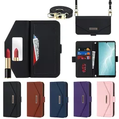 【新品】 Eastwave for AQUOS Sense4 SH-41A SH-53A SHG03 ケース 縄掛けカバー for Sense 4 lite Sense4 basic Sense5G case チェック柄 鏡 ミラー付き 長ストラップ付き 肩掛