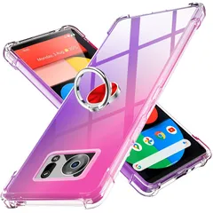 【新品】 CQTMYWL 対応 AQUOS R6 用の ケース リング クリア TPU 耐衝撃 SH-51B SH-M22 ケース カバー ピンク/紫