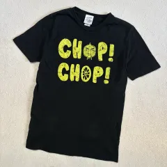 日本 ヴィンテージ ブラック chop chop グラフィック タイト 半袖Tシャツ