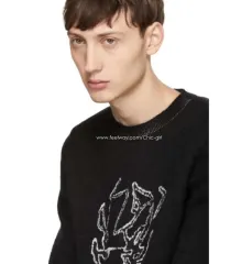 (新品) SAINT LAURENT サンローラン ブラック 銀糸 ハンサム ニット セーター