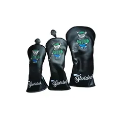 【新品】 ゴルフクラブヘッドカバー ドライバー ウッド フェアウェイウッド ユーティリティ 番号タグ付き クマ柄 (黒) 送料無料