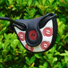【即納】【新品】 Mytag マレットパターカバー ゴルフクラブヘッドカバー ヒールシャフト用 マグネット開閉 ホワイト＆ブラッ