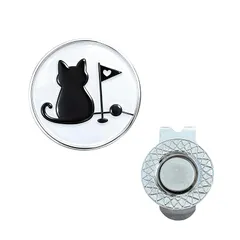 中古 【新品】 [Arena Leo] ゴルフ マーカー マグネット 帽子 キャップ クリップ付き 猫 グリーンマーカー (ホ 即納