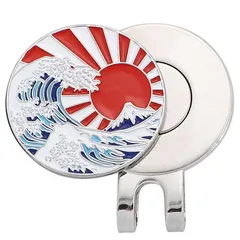 【新品】 ゴルフマーカー ハットクリップ付き マグネット 富嶽三十六景 神奈川沖浪裏 ゴルフコンペ 景品 プレゼント E アウトレット