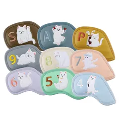【激安】【新品】 9PCS猫パターンアイアンヘッドカバーヘッドプロテクターヘッドカバークラブカバースクラッチプルーフケース 1
