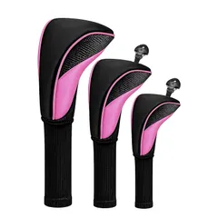 【新品】 Sulanx ゴルフ ヘッドカバー セット ドライバー フェアウェイウッド ユーティリティ用 (PINK, 3 送料無料