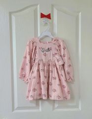 アロアンドルー ラブリー ピンク フラワー パフスリーブ フレア 원피스 110/4歳用