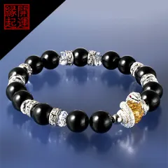 中古 吉兆蛇オニキスブレスへびの皮お守り付き 即納
