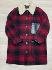 MM6 Maison Margiela ファー チェック ウール コート