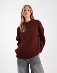 エイソス レディース アウター ニット・セーター リブニット クルーネック セーター ニット ASOS DESIGN oversized crew neck cocoon rib knit sweat